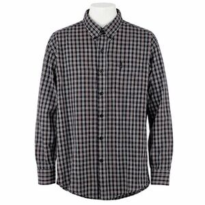 Vintage Chaps Ralph Lauren Shirt Men Large Black White Red Plaid Button Down